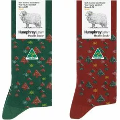 HumphreyLaw Merino Wool Blend Health Sock - Christmas -Fishing Elegant store HumphreyLawWoolBlendHealthSocksXmas
