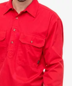 Swanndri Mens Bendigo Long Sleeve Work Shirt -Fishing Elegant store SS18217M bendigo red detail