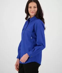 Swanndri Womens Roma Long Sleeve Shirt -Fishing Elegant store SS192133W Roma LS Shirt ELECTRIC BLUE OM 02 Upper JPG 2