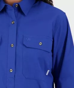 Swanndri Womens Roma Long Sleeve Shirt -Fishing Elegant store SS192133W Roma LS Shirt ELECTRIC BLUE OM 04 Detail JPG 1