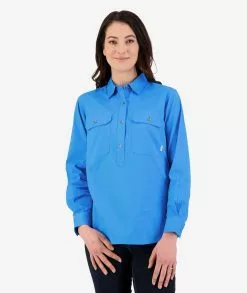 Swanndri Womens Roma Long Sleeve Shirt -Fishing Elegant store SS192133W Roma Shirt AQUA OM 1 WEB