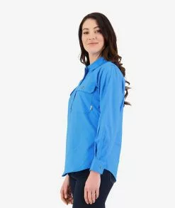 Swanndri Womens Roma Long Sleeve Shirt -Fishing Elegant store SS192133W Roma Shirt AQUA OM Fullbody 2 WEB