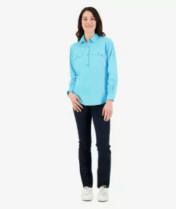 Swanndri Womens Roma Long Sleeve Shirt -Fishing Elegant store SS192133W Roma Shirt MARINE OM Fullbody 1 WEB