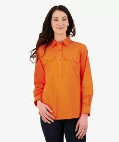 Swanndri Womens Roma Long Sleeve Shirt -Fishing Elegant store SS192133W Roma Shirt ORANGE OM 2 WEB