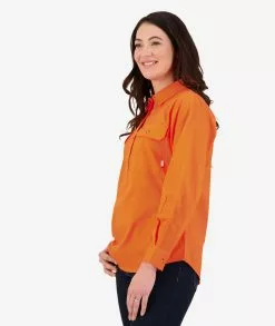 Swanndri Womens Roma Long Sleeve Shirt -Fishing Elegant store SS192133W Roma Shirt ORANGE OM 3 WEB