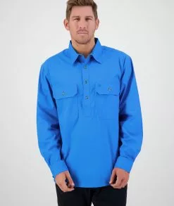 Swanndri Mens Bendigo Long Sleeve Work Shirt -Fishing Elegant store SS192134M Byron LS Shirt AQUA OM 01 Upper JPG 2