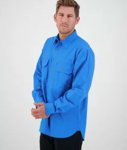 Swanndri Mens Bendigo Long Sleeve Work Shirt -Fishing Elegant store SS192134M Byron LS Shirt AQUA OM 02 Upper JPG 3