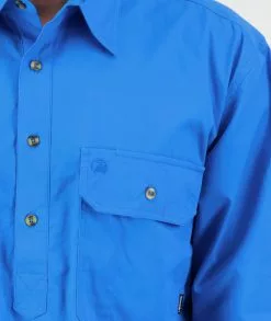 Swanndri Mens Bendigo Long Sleeve Work Shirt -Fishing Elegant store SS192134M Byron LS Shirt AQUA OM 04 Detail JPG 1