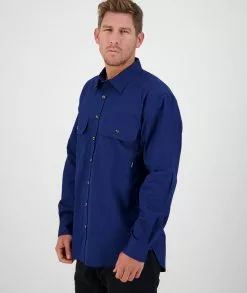 Swanndri Mens Byron Long Sleeve Work Shirt -Fishing Elegant store SS192134M Byron LS Shirt NAVY OM 02 Upper JPG 2