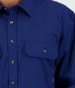 Swanndri Mens Byron Long Sleeve Work Shirt -Fishing Elegant store SS192134M Byron LS Shirt NAVY OM 04 Detail JPG 1