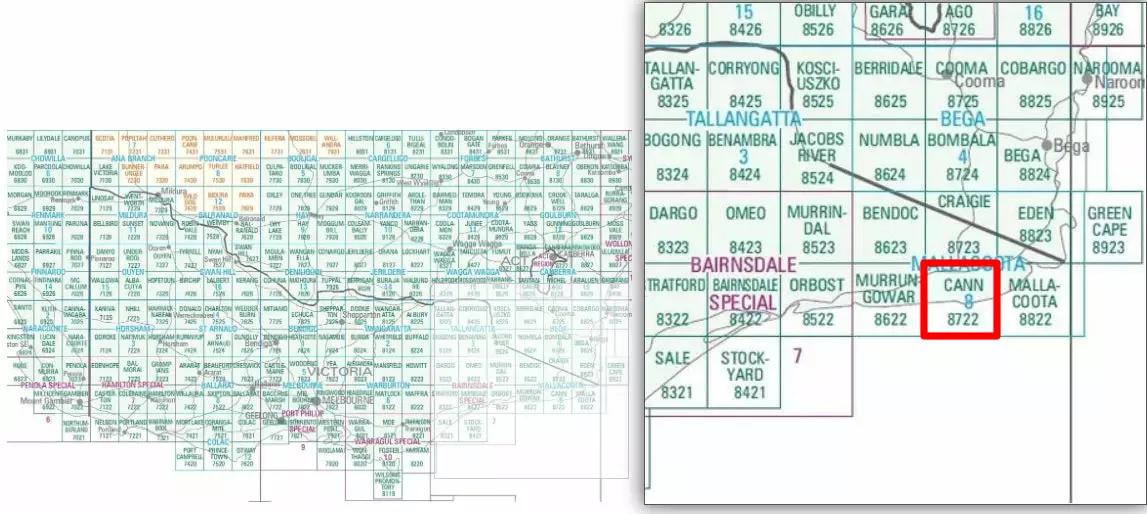 Australian Bush And Country Maps Cann (Vic) 8722 Topographic Map 1 100,000 Scale 4 Australian Bush And Country Maps Cann (Vic) 8722 Topographic Map 1 100,000 Scale - Image 2