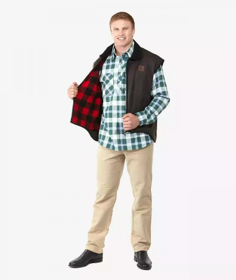 Swanndri Mens Foxton Wool Lined Oilskin Vest 5 Swanndri Mens Foxton Wool Lined Oilskin Vest - Image 3