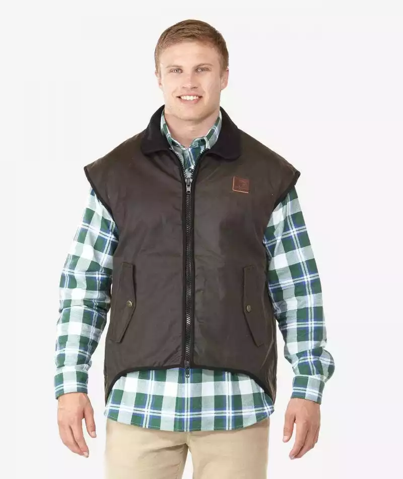 Swanndri Mens Foxton Wool Lined Oilskin Vest 7 Swanndri Mens Foxton Wool Lined Oilskin Vest - Image 5