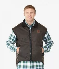 Swanndri Mens Foxton Wool Lined Oilskin Vest 10 Swanndri Mens Foxton Wool Lined Oilskin Vest -Fishing Elegant store sd0408w foxton brown half front pockets hr 824
