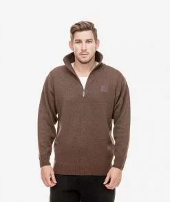 Swanndri Mens Mariner Zip Neck Sweater 24 Swanndri Mens Mariner Zip Neck Sweater -Fishing Elegant store sd2446d mariner brown front