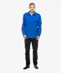 Swanndri Mens Bendigo Long Sleeve Work Shirt -Fishing Elegant store ss18217m bendigo electric blue full