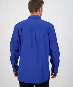 Swanndri Mens Byron Long Sleeve Work Shirt -Fishing Elegant store ss192134m byron ls shirt electric blue om 03 upper jpg 3 web