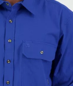Swanndri Mens Byron Long Sleeve Work Shirt -Fishing Elegant store ss192134m byron ls shirt electric blue om 04 detail jpg 1 web