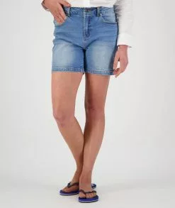 Swanndri Womens Pacific Ave Denim Shorts -Fishing Elegant store ss213251w pacific ave short lblue om 01 lower jpg 1 web