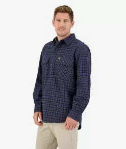 Swanndri Mens Barn Shirt -Fishing Elegant store ssd2225a barn shirt blue om 02 topzoom 5 web
