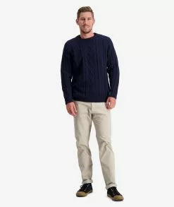 Swanndri Mens Back Beach Cable Crew Jumper -Fishing Elegant store sw205069m back beach cable crew navy om 05 fullbody 2 web 1 1