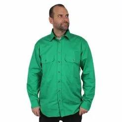 Swanndri Mens Byron Long Sleeve Work Shirt -Fishing Elegant store swanndri mens byron green front