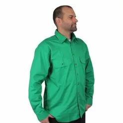 Swanndri Mens Byron Long Sleeve Work Shirt -Fishing Elegant store swanndri mens byron green front3