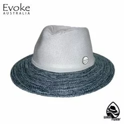 Evoke Aston Fedora Sun Hat -Fishing Elegant store white lightBlue cut