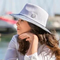 Evoke Aston Fedora Sun Hat -Fishing Elegant store white lightBlue1
